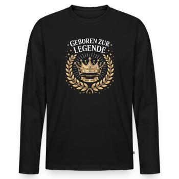 Geboren zur Legende Krone - Männer Premium Bio Langarmshirt - Schwarz - Vorne - Nico (187cm)
