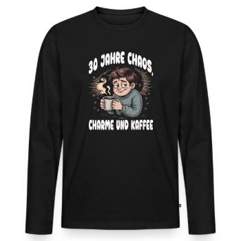 30 Years of Chaos Charme Coffee - Men's Premium Organic Long Sleeve Shirt - black - Front - Nico (187cm)