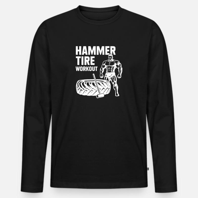 Hammer Reifen Training - Männer Premium Bio Langarmshirt - Schwarz