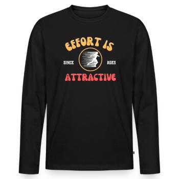 L’effort est attrayant - course à pied, gym, vêtements de sport - T-shirt manches longues Premium bio Homme - noir - Devant - Nico (187cm)