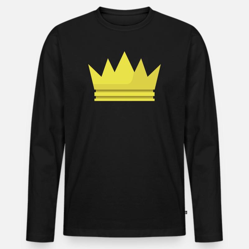Krone - Männer Premium Bio Langarmshirt - Schwarz