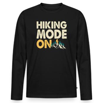 Hiking Hiker Mountaineer Gift - Men's Premium Organic Long Sleeve Shirt - black - Front - Nico (187cm)