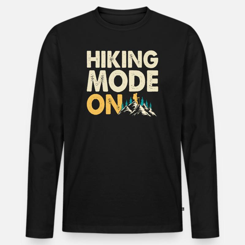 Wandern Wanderer Bergsteiger Geschenk - Männer Premium Bio Langarmshirt - Schwarz