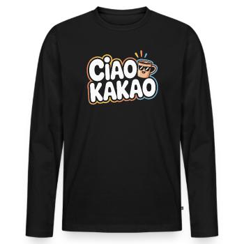 Ciao Cocoa Hot Chocolate Hot Chocolate Goodbye - Men's Premium Organic Long Sleeve Shirt - black - Front - Nico (187cm)