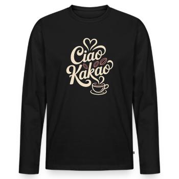 Ciao Cocoa Hot Chocolate Hot Chocolate Goodbye - Men's Premium Organic Long Sleeve Shirt - black - Front - Nico (187cm)