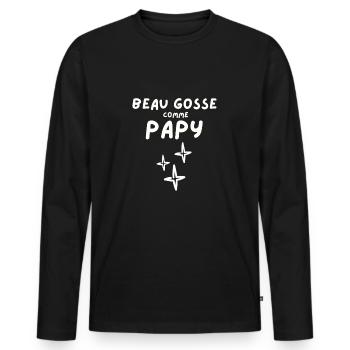 Beau gosse comme Papy - T-shirt manches longues Premium bio Homme - noir - Devant - Nico (187cm)