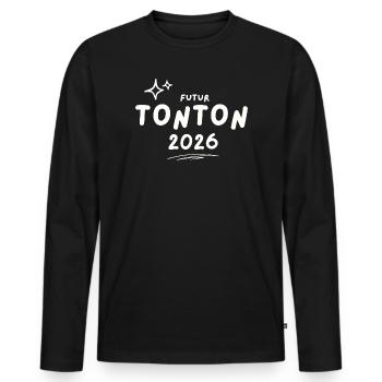 Zukünftiger Onkel 2026 - Männer Premium Bio Langarmshirt - Schwarz - Vorne - Nico (187cm)