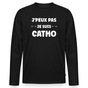 Katholisch - Männer Premium Bio Langarmshirt - Schwarz - Vorne - Nico (187cm)