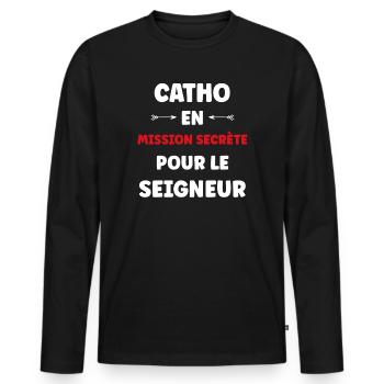 Katholisch - Männer Premium Bio Langarmshirt - Schwarz - Vorne - Nico (187cm)