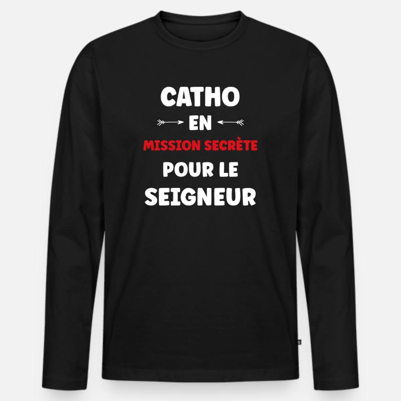 Katholisch - Männer Premium Bio Langarmshirt - Schwarz