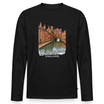 Birmingham England - Männer Premium Bio Langarmshirt - Schwarz - Vorne - Nico (187cm)