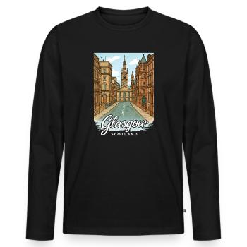 Glasgow Schottland - Männer Premium Bio Langarmshirt - Schwarz - Vorne - Nico (187cm)