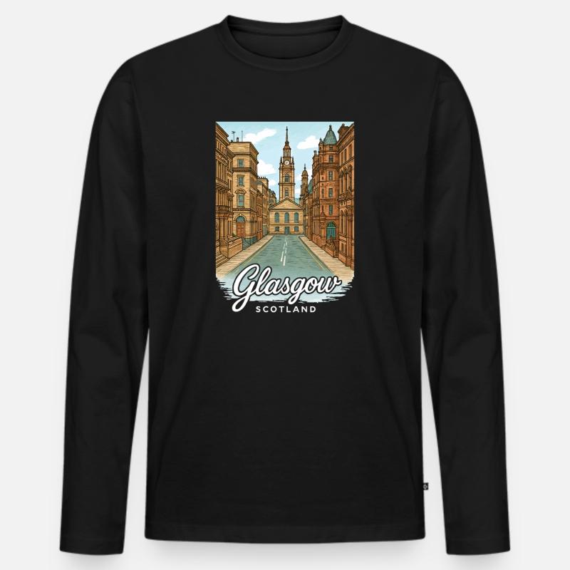 Glasgow Schottland - Männer Premium Bio Langarmshirt - Schwarz