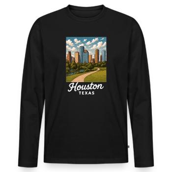 Houston, Texas - T-shirt manches longues Premium bio Homme - noir - Devant - Nico (187cm)