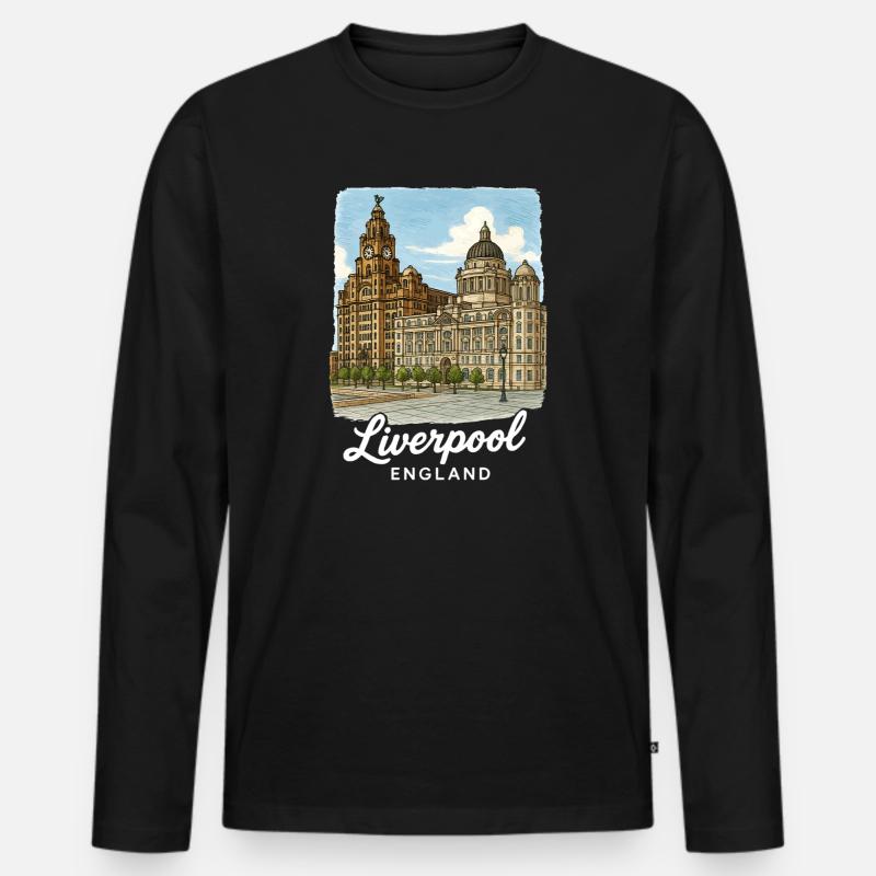 Liverpool England - Männer Premium Bio Langarmshirt - Schwarz