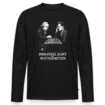 Duel d’échecs Kant vs Wittgenstein - T-shirt manches longues Premium bio Homme - noir - Devant - Nico (187cm)