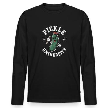 Pickle University Est 1892 Campus Humor - Männer Premium Bio Langarmshirt - Schwarz - Vorne - Nico (187cm)