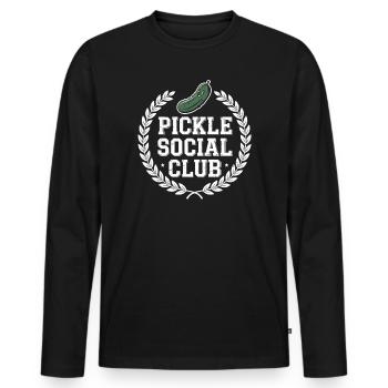 Pickle Social Club Gurken Humor Crew - Männer Premium Bio Langarmshirt - Schwarz - Vorne - Nico (187cm)