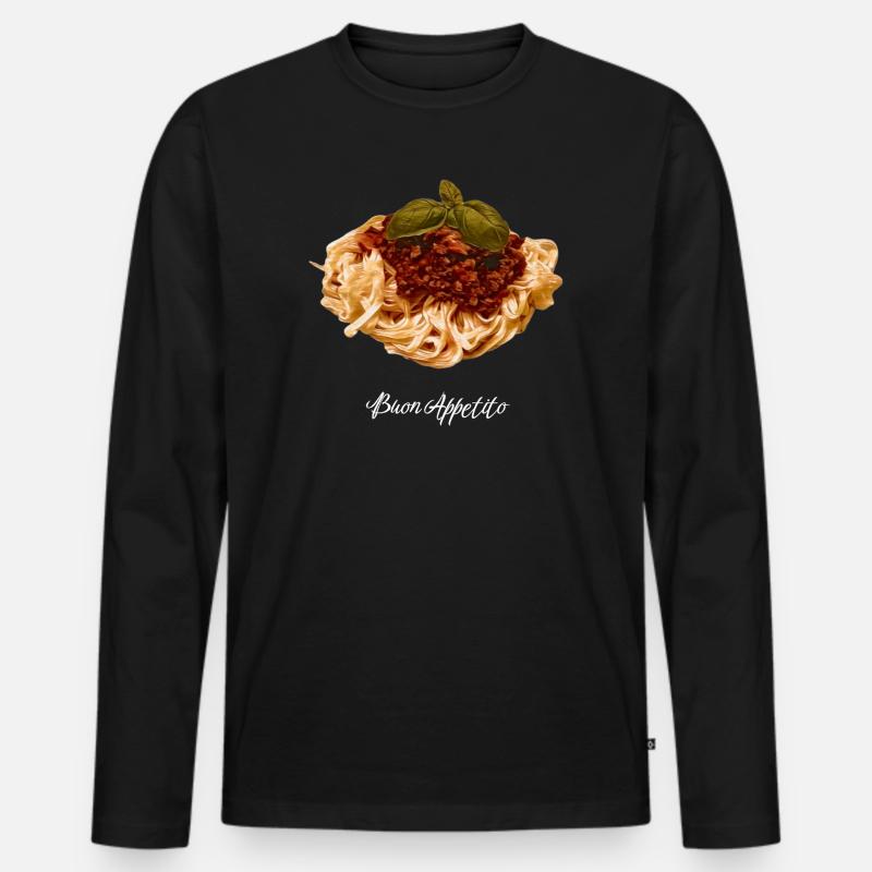 Spaghetti - Männer Premium Bio Langarmshirt - Schwarz