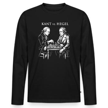 Duel d’échecs Kant vs Hegel - T-shirt manches longues Premium bio Homme - noir - Devant - Nico (187cm)