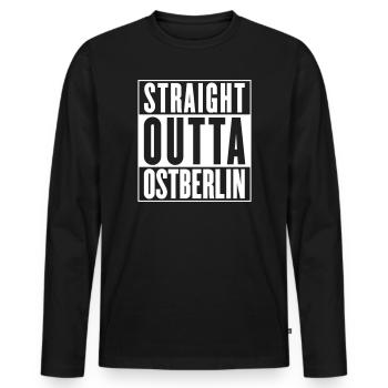 Straight outta Ostberlin (Farbe änderbar) - Männer Premium Bio Langarmshirt - Schwarz - Vorne - Nico (187cm)