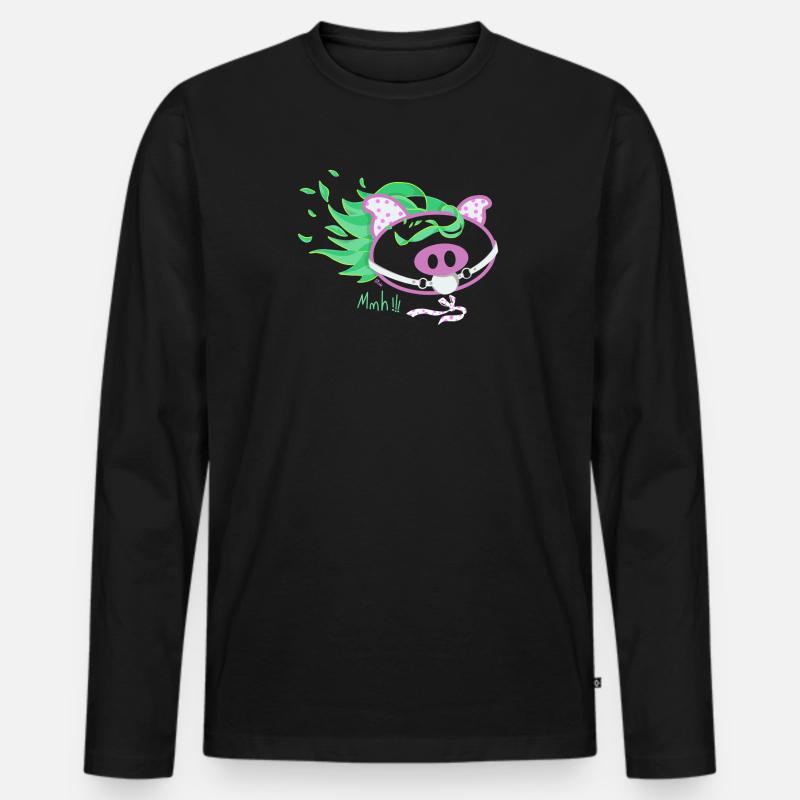 Wild Pop Pig - Männer Premium Bio Langarmshirt - Schwarz