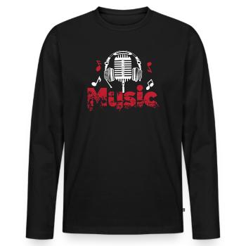 Music - Microphone - Lyrics - Sound Design - Men's Premium Organic Long Sleeve Shirt - black - Front - Nico (187cm)