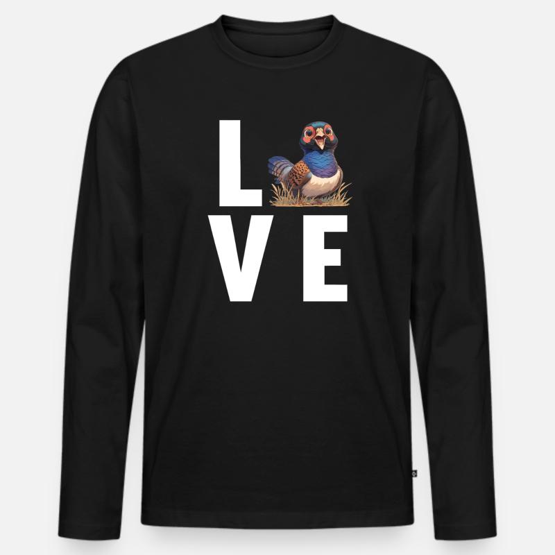 Fasane Fasan - Männer Premium Bio Langarmshirt - Schwarz