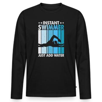Schwimmen Wassersport Schwimmer Geschenke - Männer Premium Bio Langarmshirt - Schwarz - Vorne - Nico (187cm)