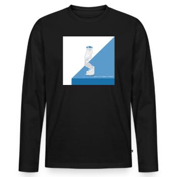 Milk at the limit – Funny bottle moment - Men's Premium Organic Long Sleeve Shirt - black - Front - Nico (187cm)