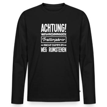 Tractor Driver Funny Farm Farmer Tractor - Men's Premium Organic Long Sleeve Shirt - black - Front - Nico (187cm)
