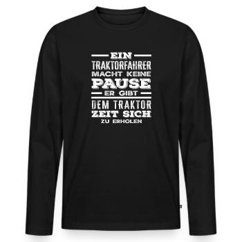 Tractor driver doesn't take a break funny farm - Men's Premium Organic Long Sleeve Shirt - black - Front - Nico (187cm)