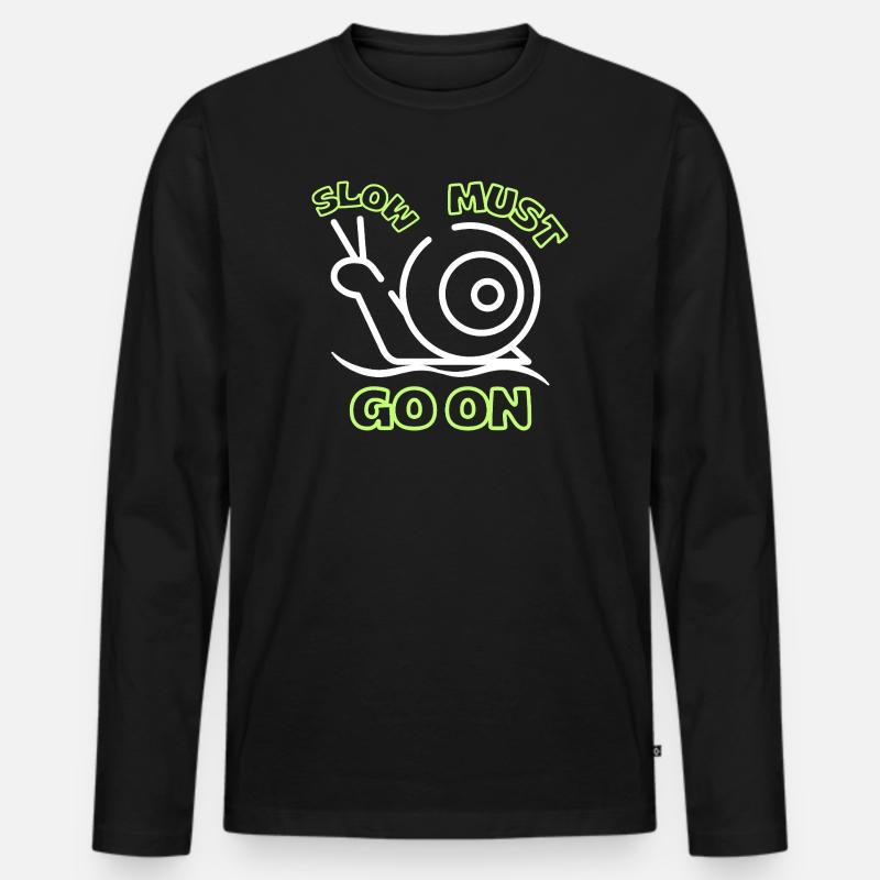Langsam muss weitergehen - Männer Premium Bio Langarmshirt - Schwarz