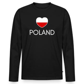 Herz mit polnischer Flagge, polnischer Stolz - Männer Premium Bio Langarmshirt - Schwarz - Vorne - Nico (187cm)