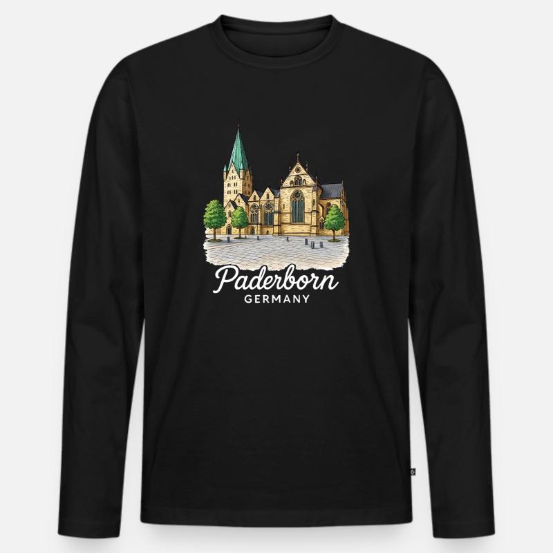 Paderborn - Männer Premium Bio Langarmshirt - Schwarz