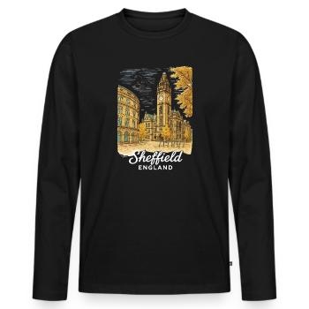 Sheffield, Angleterre - T-shirt manches longues Premium bio Homme - noir - Devant - Nico (187cm)
