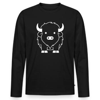 Bison - Männer Premium Bio Langarmshirt - Schwarz - Vorne - Nico (187cm)