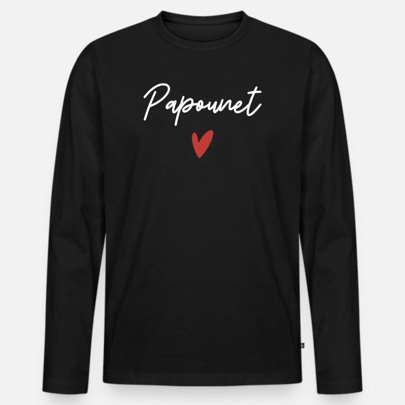 Papa Herz Geschenkidee - Männer Premium Bio Langarmshirt - Schwarz