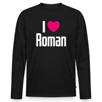J’aime Roman Pink Heart J’aime Roman - T-shirt manches longues Premium bio Homme - noir - Devant - Nico (187cm)