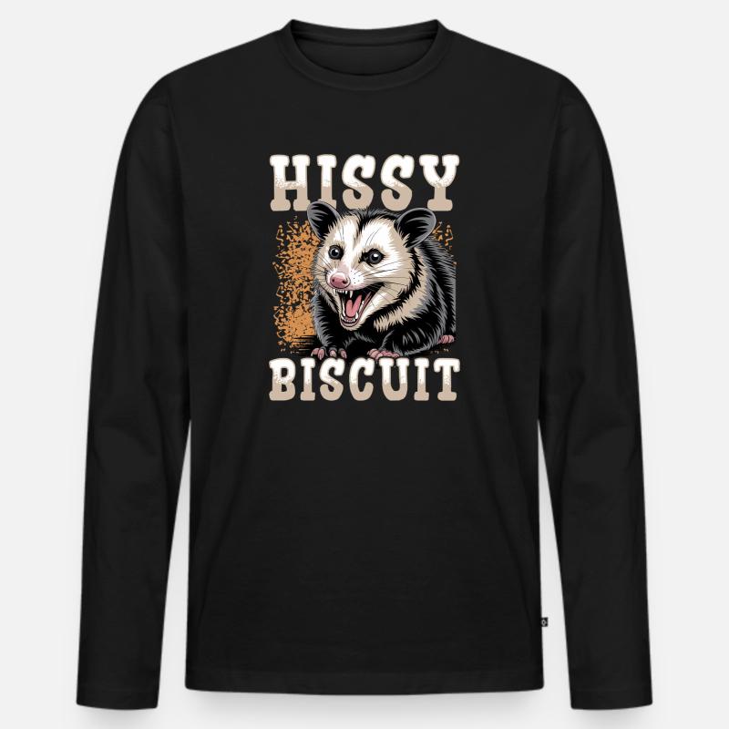 Funny Opossum - Männer Premium Bio Langarmshirt - Schwarz