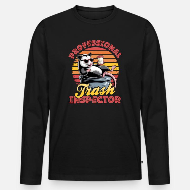 Funny Opossum - Männer Premium Bio Langarmshirt - Schwarz