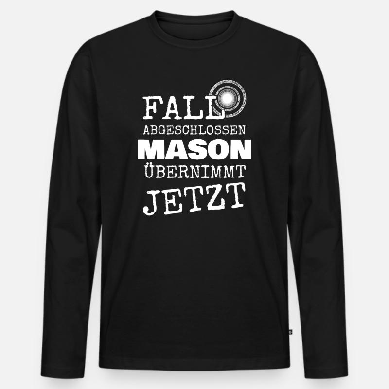Mason - Männer Premium Bio Langarmshirt - Schwarz