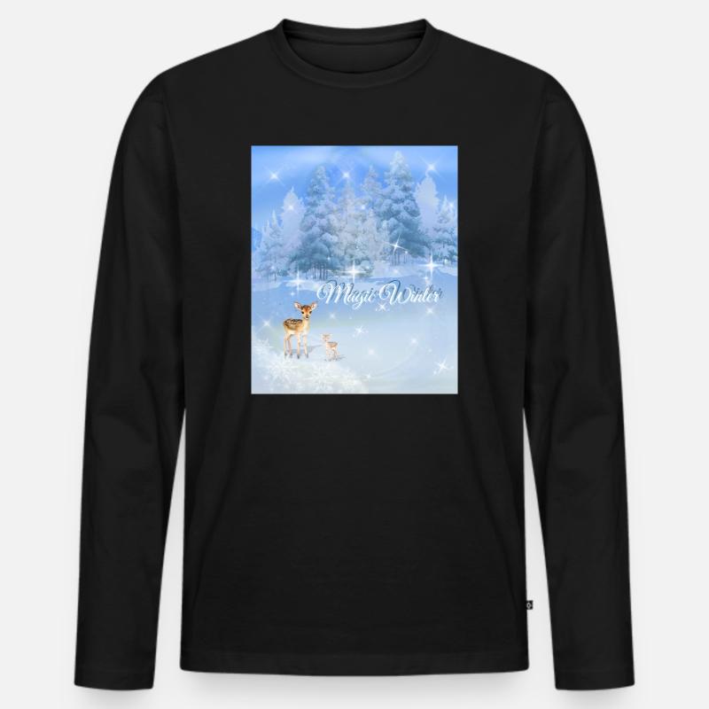Magic Winter | Enchanting Christmas Design - Männer Premium Bio Langarmshirt - Schwarz