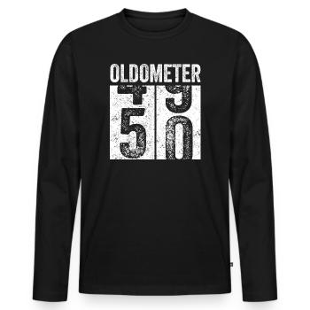Oldometer 50 Shirt Men Women 50th Birthday - Männer Premium Bio Langarmshirt - Schwarz - Vorne - Nico (187cm)
