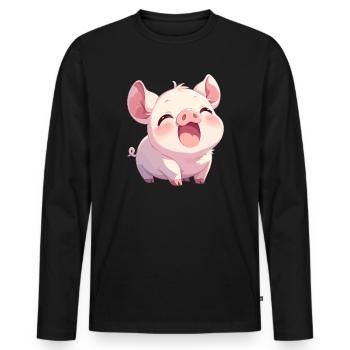 Schweine Schwein - Männer Premium Bio Langarmshirt - Schwarz - Vorne - Nico (187cm)