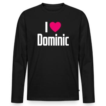 I Love Dominic Pink Heart I Love Dominic - Men's Premium Organic Long Sleeve Shirt - black - Front - Nico (187cm)
