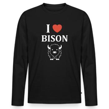 Bison - Männer Premium Bio Langarmshirt - Schwarz - Vorne - Nico (187cm)