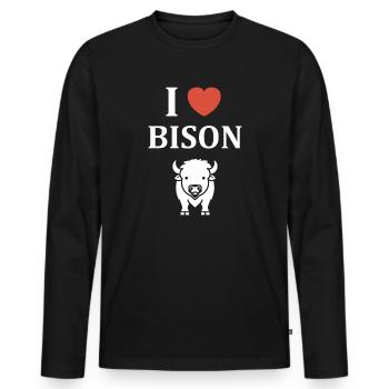 Bison - Männer Premium Bio Langarmshirt - Schwarz - Vorne - Nico (187cm)