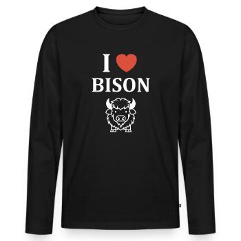 Bison - Männer Premium Bio Langarmshirt - Schwarz - Vorne - Nico (187cm)