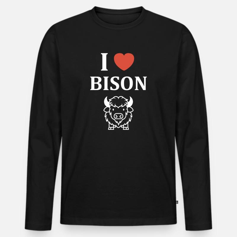 Bison - Männer Premium Bio Langarmshirt - Schwarz
